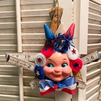 Vintage Wooden Ruler Star with Patriotic Cutie and Americana Cheer