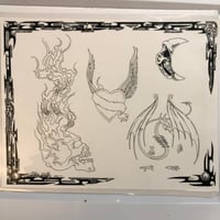 Image 2 of 1992 Steve Yates production flash sheet  flame skull