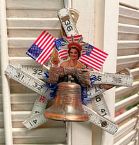 Vintage Wooden Ruler Star with Liberty Bell and Americana Cheer