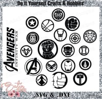 Image 1 of Avengers Infinity War End Game Icons Marvel Design SVG Files, Digital Cut Files
