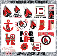 Image 1 of Ball State Cardinals University Designs. SVG Files, Cricut, Digital Cut Files