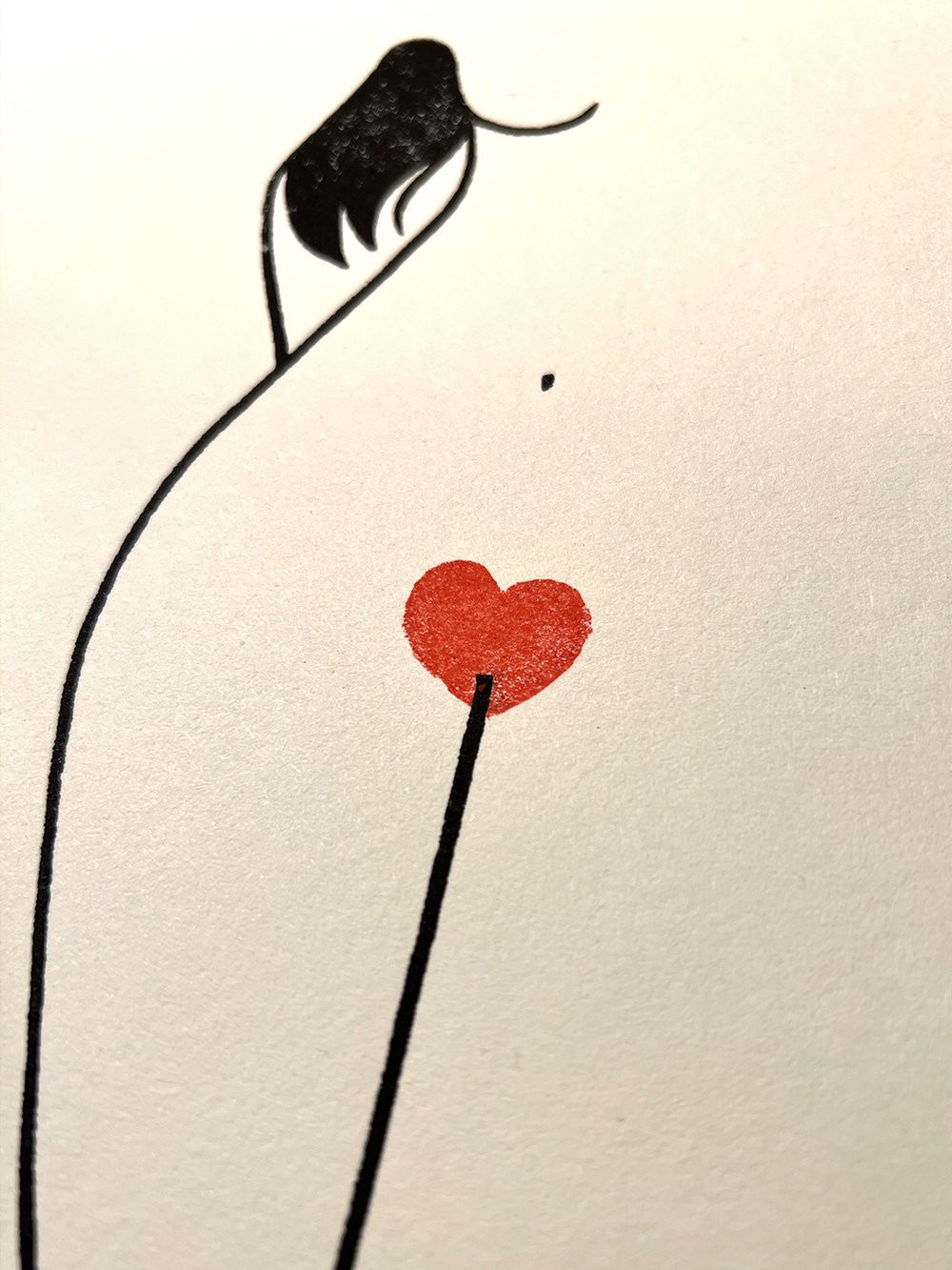Image of "Le cœur à nu" handmade woodcut & linocut art print