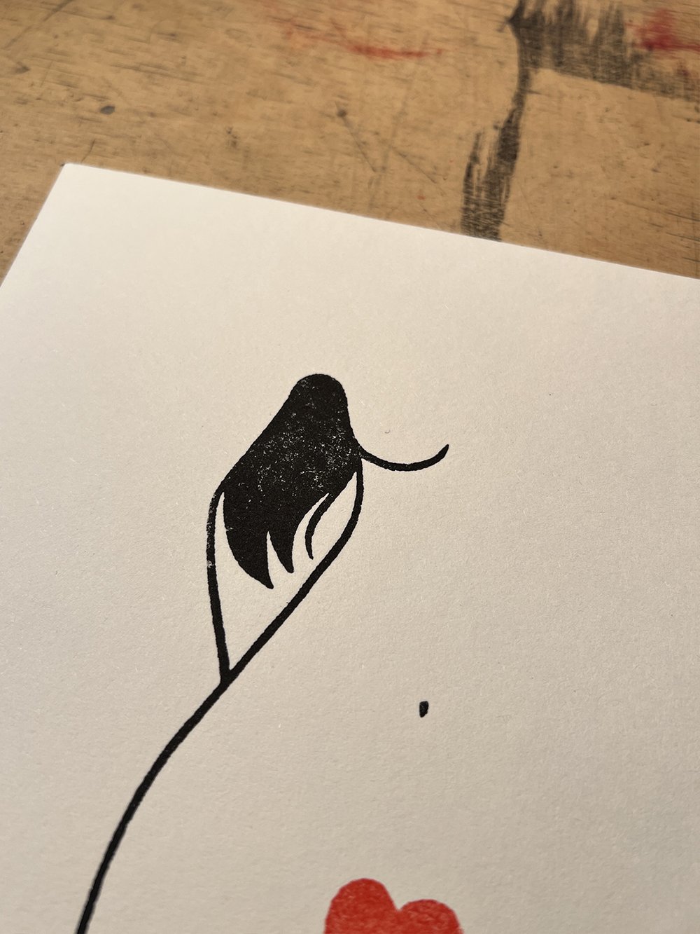 Image of "Le cœur à nu" handmade woodcut & linocut art print