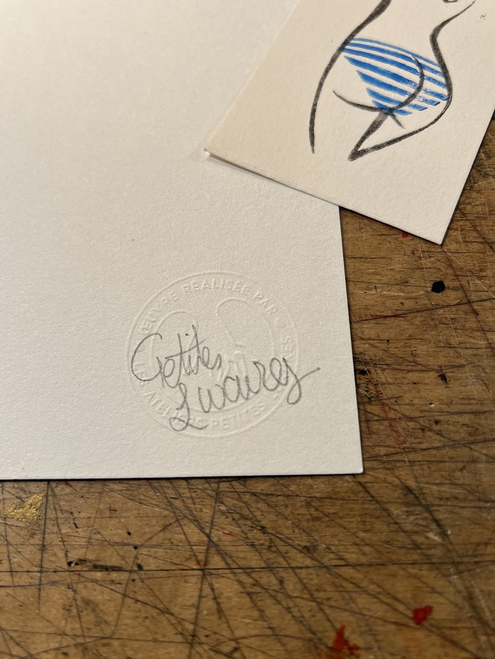 Image of "Le cœur à nu" handmade woodcut & linocut art print