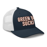 Image 5 of Green Bay Sucks Trucker Cap (Navy/White)
