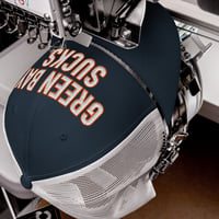 Image 7 of Green Bay Sucks Trucker Cap (Navy/White)