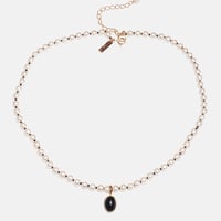 Image 1 of victorian pearl choker with onyx pendant