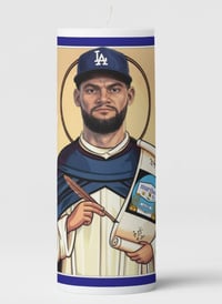 Image 4 of Los Angeles Dodgers Player Prayer Candle | Baseball Fan Gift & Collectible