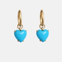 Image 1 of Soft Orbit Turquoise Heart Drop Huggies