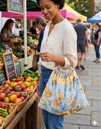 Image 1 of Upcycled Quilted Market Totes 