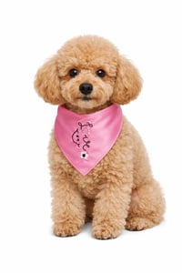 Image 1 of Threadella Studio Handmade Dog Bandana, Pink, Love Embroidered Design, Satin, Tie-On