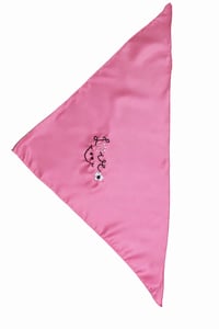 Image 3 of Threadella Studio Handmade Dog Bandana, Pink, Love Embroidered Design, Satin, Tie-On