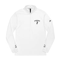Image 2 of Embroidered Quarter-Zip Pullover — White adidas® Performance Top with '7' Arch Design