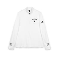 Image 3 of Embroidered Quarter-Zip Pullover — White adidas® Performance Top with '7' Arch Design