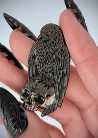 Image 4 of Raven Relic Enamel Pin – Gothic Norse Occult Collectible