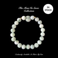 Image 1 of Moss In Snow Jade Coin Bag Energy Bracelet 8 mm