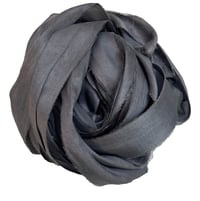 Image 1 of 10YD. GRAPHITE HAND DYED SARI SILK RIBBON BY COLOR BURST SILK