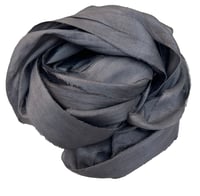 Image 2 of 10YD. GRAPHITE HAND DYED SARI SILK RIBBON BY COLOR BURST SILK