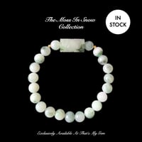 Image 1 of Moss In Snow Jade Energy Bracelet Barrel (Smooth Path) 8 mm