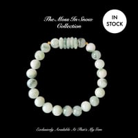 Image 1 of Moss In Snow Jade Energy Bracelet Lucky Coins (Count My Blessings) 8 mm