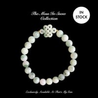 Image 1 of Moss In Snow Jade Energy Bracelet Endless Knot (Wisdom, Harmony, Spiritual Connection) 8 mm
