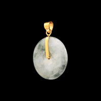 Image 2 of 10K Moss In Snow Jade Fu Fuku Fortune Zhong Disc Pendant