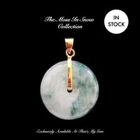 Image 1 of 10K Moss In Snow Jade Classic Disc Pendant