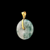 Image 2 of 10K Moss In Snow Jade Classic Disc Pendant