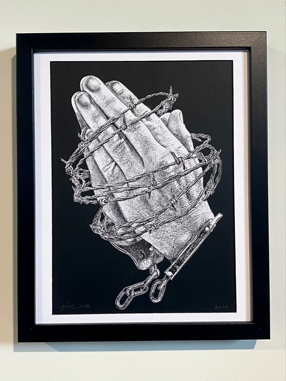 Image of 'cuffed prayer' original collage