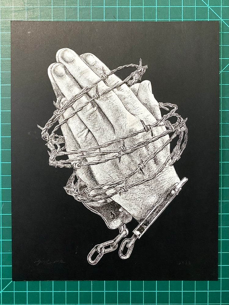 Image of 'cuffed prayer' original collage