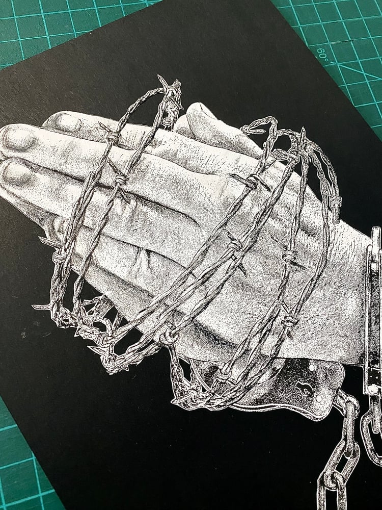 Image of 'cuffed prayer' original collage