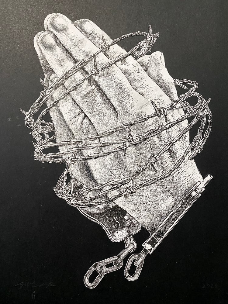 Image of 'cuffed prayer' original collage