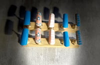 Image 1 of LONG SQUARE BLUE SPRING FLOWER ACRYLIC NAILS