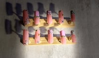 Image 1 of LONG SQUARE PINK PRINCESS ANIMAL PRINT CHROME ACRYLIC NAILS