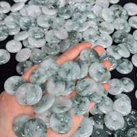 Image 3 of 10K Moss In Snow Jade Classic Disc Pendant