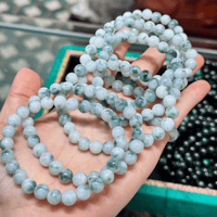 Image 3 of Moss In Snow Jade Energy Bracelet Endless Knot (Wisdom, Harmony, Spiritual Connection) 8 mm