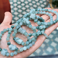 Image 4 of Moss In Snow Jade Energy Bracelet Endless Knot (Wisdom, Harmony, Spiritual Connection) 8 mm