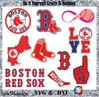 Image 1 of Boston Red Sox Baseball Set Design SVG Files, Cricut, Studio, Digital Cut Files