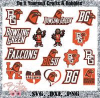 Image 1 of Bowling Green Falcons University Designs. SVG Files, Cricut, Studio, Digital Cut Files