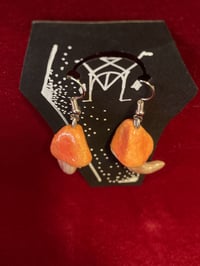 Image 2 of Beautiful Orange Mushroom Earrings 