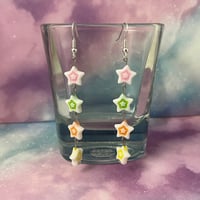 Image 1 of Color Outline Long Dangle Star Earrings
