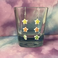 Image 2 of Color Outline Long Dangle Star Earrings