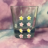 Image 4 of Color Outline Long Dangle Star Earrings