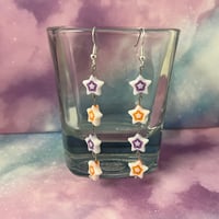 Image 5 of Color Outline Long Dangle Star Earrings