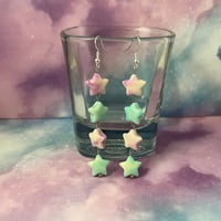 Image 1 of Marbled Long Dangle Star Earrings