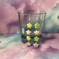 Image 2 of Marbled Long Dangle Star Earrings