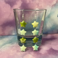 Image 3 of Marbled Long Dangle Star Earrings