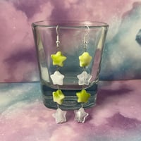 Image 5 of Marbled Long Dangle Star Earrings