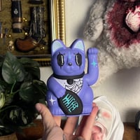 Purple & Aqua 13cm Lucky Cat