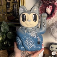 Grey & Blue 22cm Lucky Cat